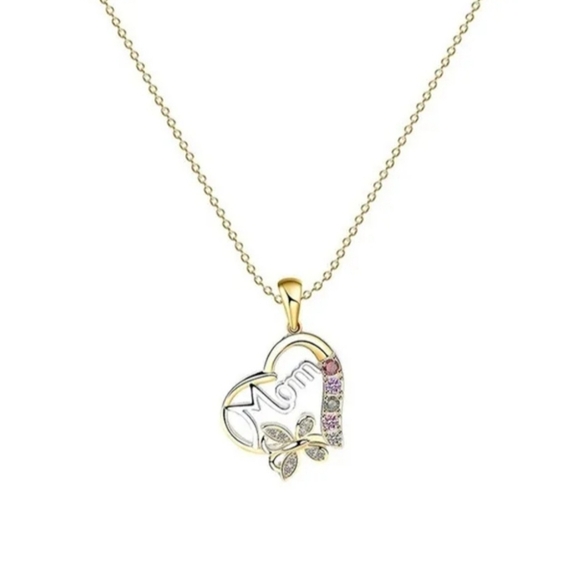 Gold Heart Mom Necklace and Ring Set - Picture 4 of 8